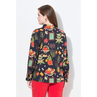 Ulla Popken Blusa Stampa Country Collo Montante Maniche Lunghe  