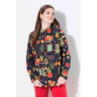Ulla Popken Blusa Stampa Country Collo Montante Maniche Lunghe  