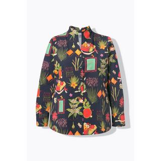 Ulla Popken Blusa Stampa Country Collo Montante Maniche Lunghe  