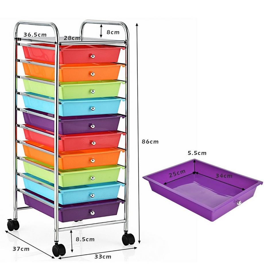 Northix Chariot de rangement avec 10 tiroirs  
