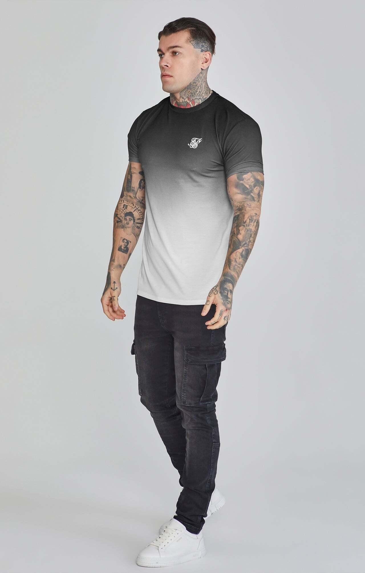 Sik Silk  T-Shirt Fade T-Shirt in Black, Grey 