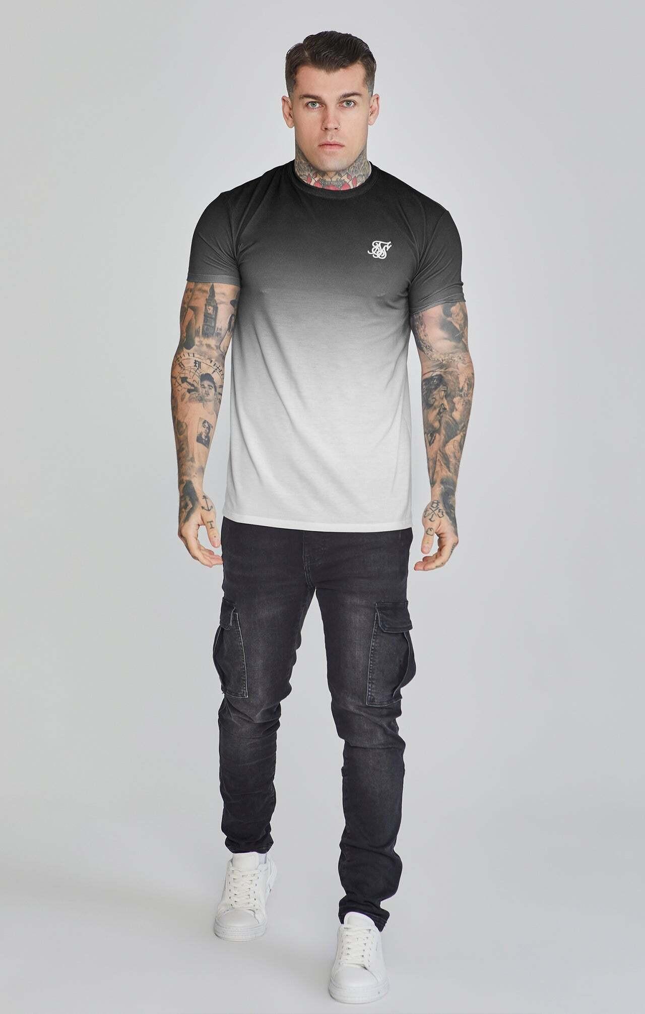 Sik Silk  T-shirt Fade T-Shirt in Black, Grey 