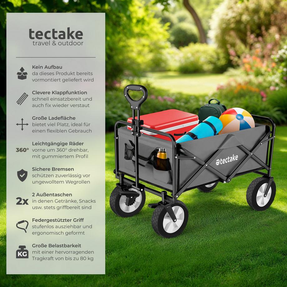 Tectake  Chariot pliable LEON avec poignée téléscopique 