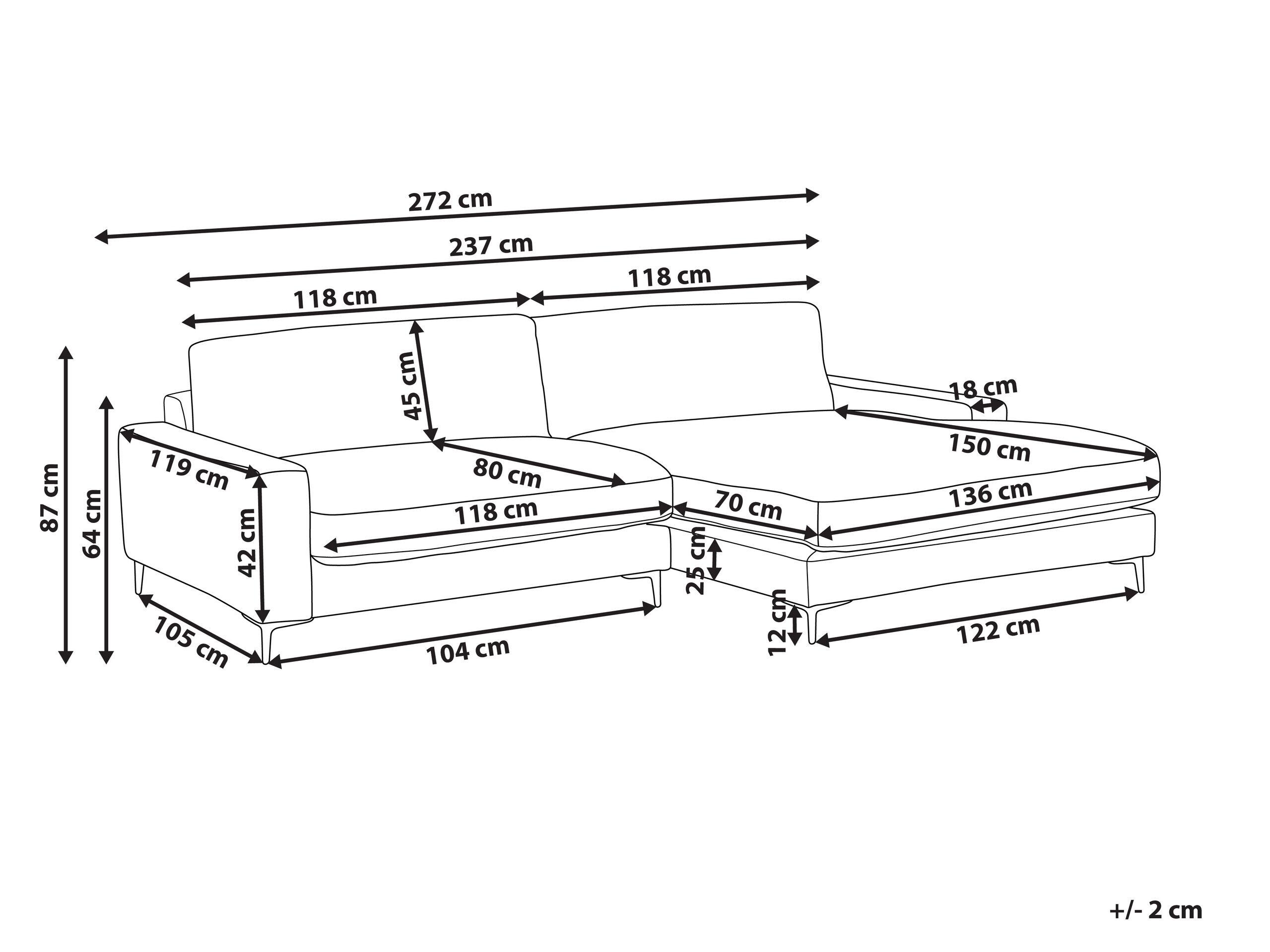 Beliani Canapé d'angle gauche en Tissu chenille Minimaliste MALOY  