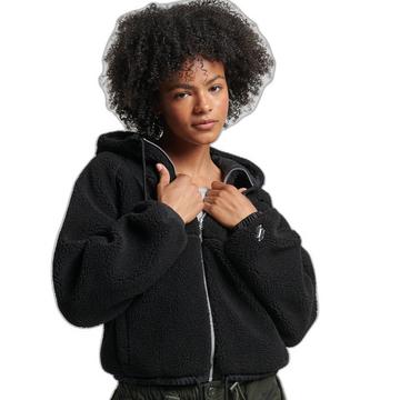Sweatshirt à capuche zippé en peau lainée femme