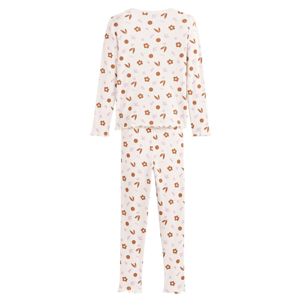 La Redoute Collections  Gerippter Pyjama mit Blumenmuster 