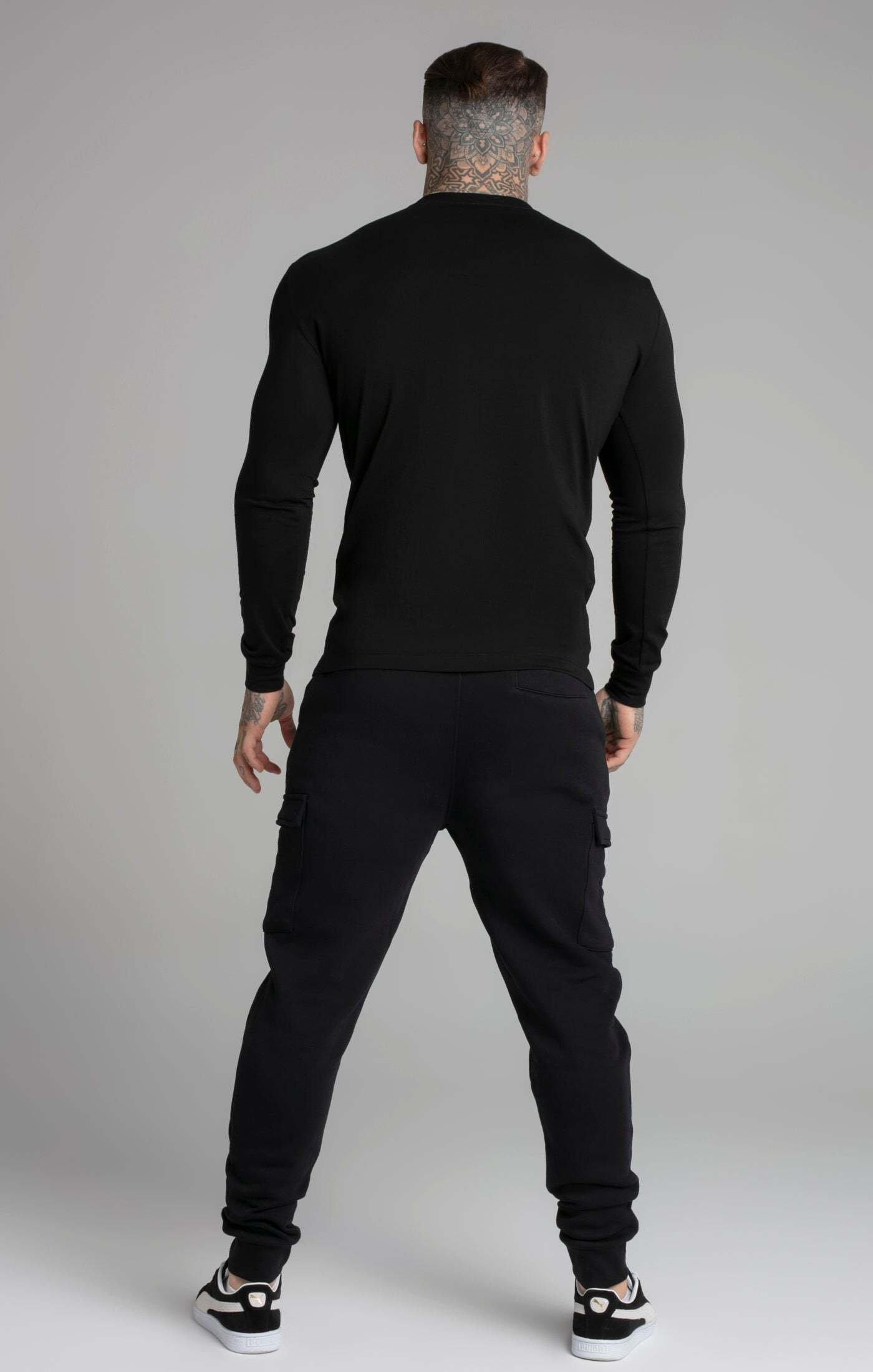 Sik Silk  Sweatpants Black Essential Cargo Jogger 