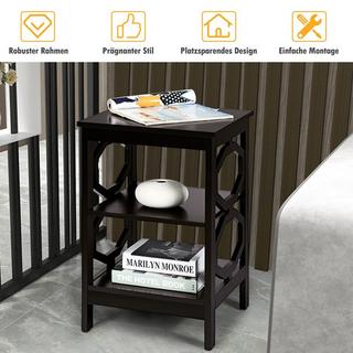 Northix 3 Ebenen Nachttisch OO-förmiger Beistelltisch mit Stabile Struktur 40 x 40 x 61 cm Braun  