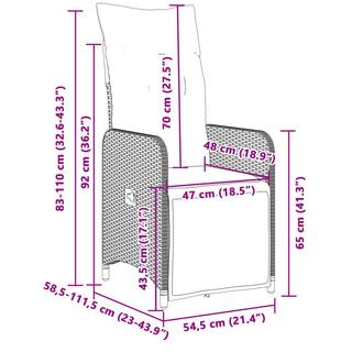 VidaXL Chaise de jardin inclinable rotin synthétique  