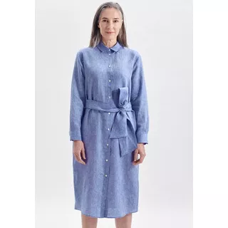 Seidensticker  Kleid Garnfärber Langarm Kragen Dunkelblau