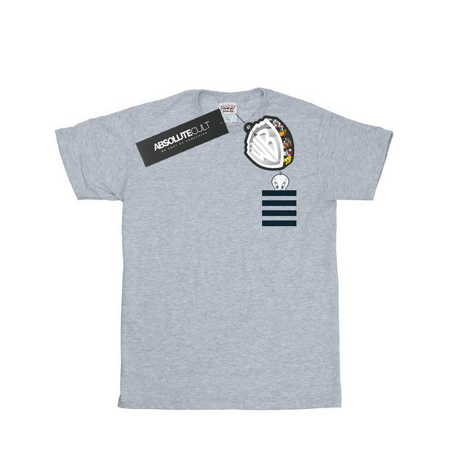 Tweety Pie Striped Faux Pocket TShirt