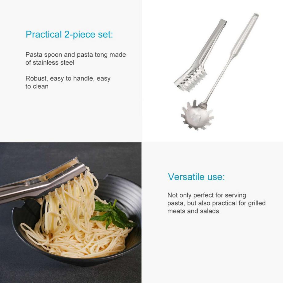 Intirilife Intirilife Ensemble de 2 pièces cuillère à spaghetti et pince à spaghetti  