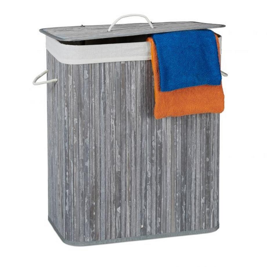 Panier à linge en bambou à 2 compartiments