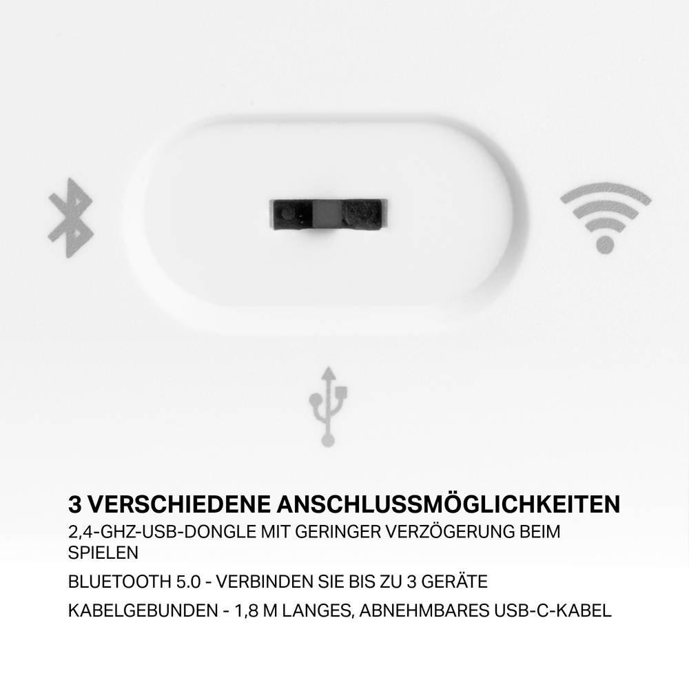 DELTACO GAMING  WK95R Kabellos, Bluetooth®, Kabelgebunden Gaming-Tastatur Deutsch, QWERTZ Weiß Beleucht 
