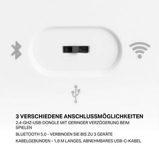 DELTACO GAMING  WK95R Kabellos, Bluetooth®, Kabelgebunden Gaming-Tastatur Deutsch, QWERTZ Weiß Beleucht 