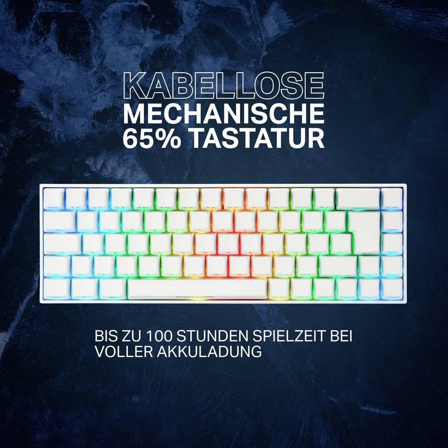 Kompakte, drahtlose 65% Gaming-Tastatur mit RGB-Beleuchtung