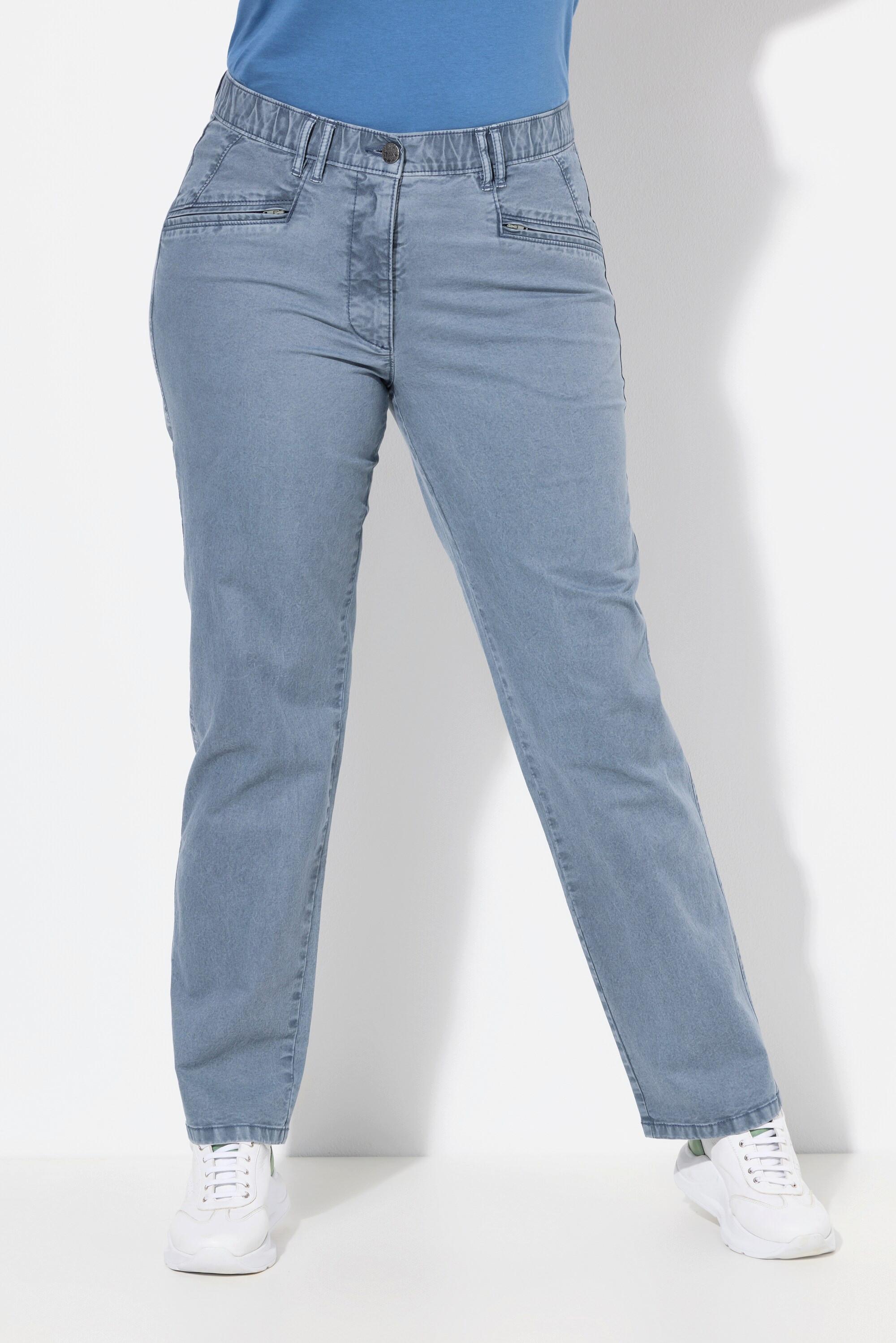 Ulla Popken  Pantalon stretch Mony, jambe légèrement carotte, poches zippées 