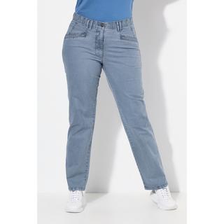 Ulla Popken  Pantalon stretch Mony, jambe légèrement carotte, poches zippées 