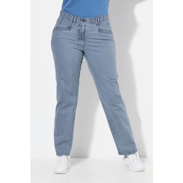 Pantalon stretch Mony, jambe légèrement carotte, poches zippées