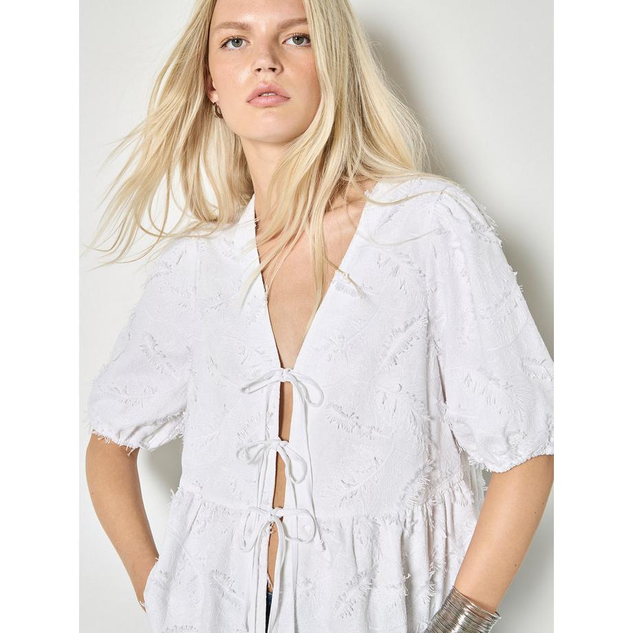 APRICOT Blouse en lin mélangé avec broderie en cils  