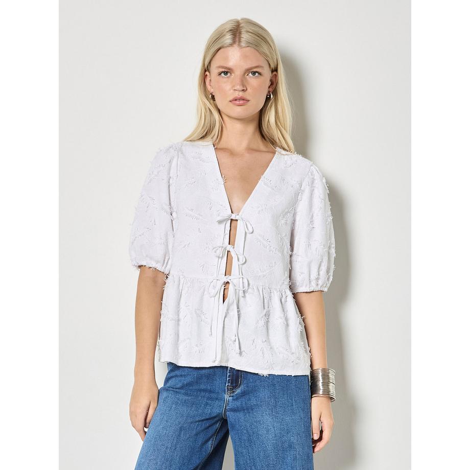 Blouse en lin mélangé avec broderie en cils