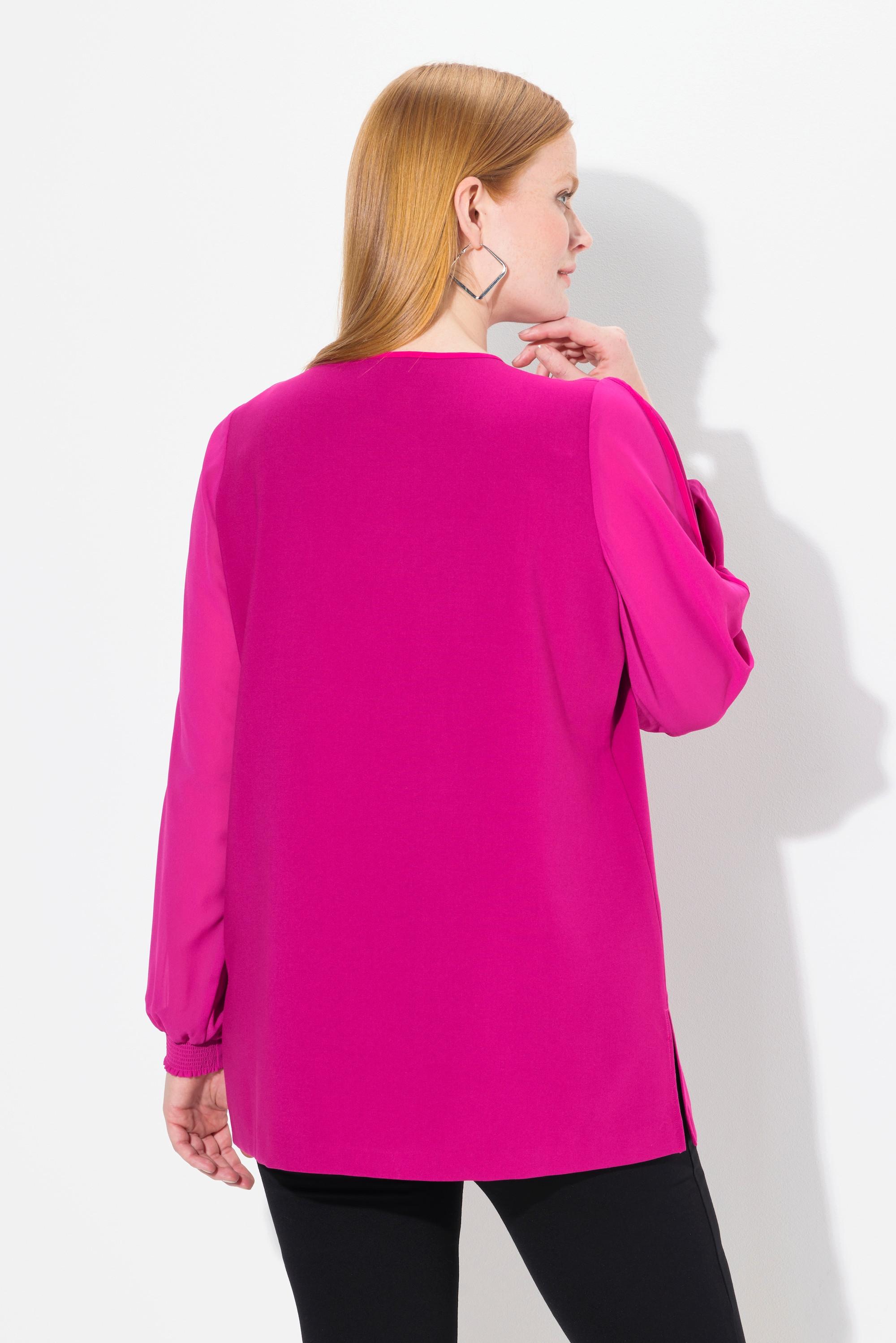 Ulla Popken Tunica A-line Chiffon Maniche Lunghe Scollo a V  