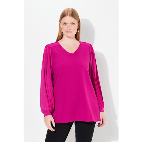 Ulla Popken Tunica A-line Chiffon Maniche Lunghe Scollo a V  