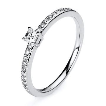 Bague de fiançailles or blanc 750/18K diamant 0,24ct.