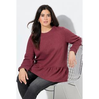 Ulla Popken Sweatshirt Volantsaum A-Linie Rundhals Langarm  