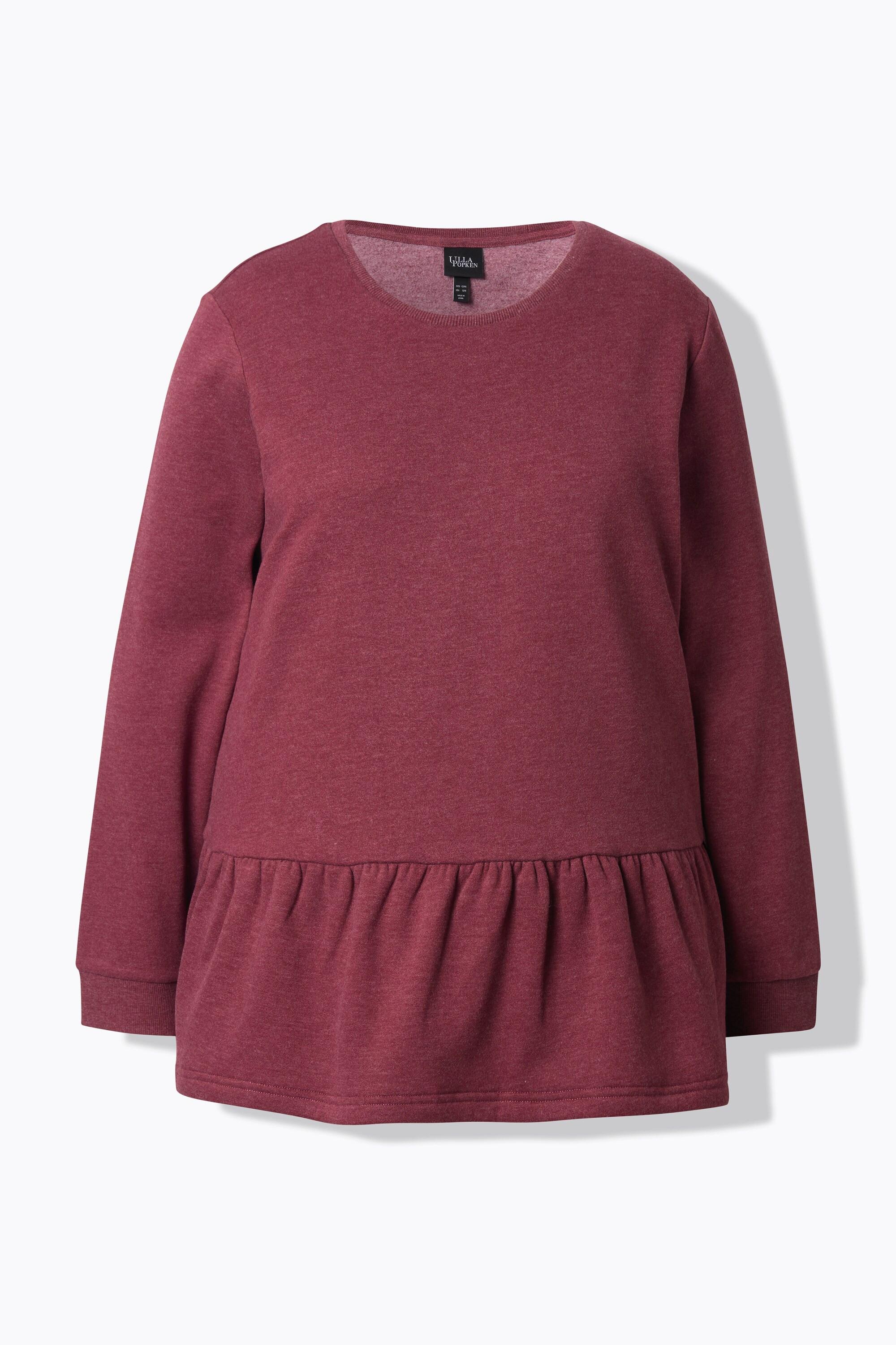 Ulla Popken Sweatshirt Volantsaum A-Linie Rundhals Langarm  