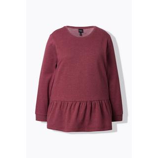Ulla Popken Sweatshirt Volantsaum A-Linie Rundhals Langarm  