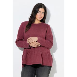 Ulla Popken Sweatshirt Volantsaum A-Linie Rundhals Langarm  
