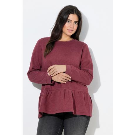 Ulla Popken Sweatshirt Volantsaum A-Linie Rundhals Langarm  