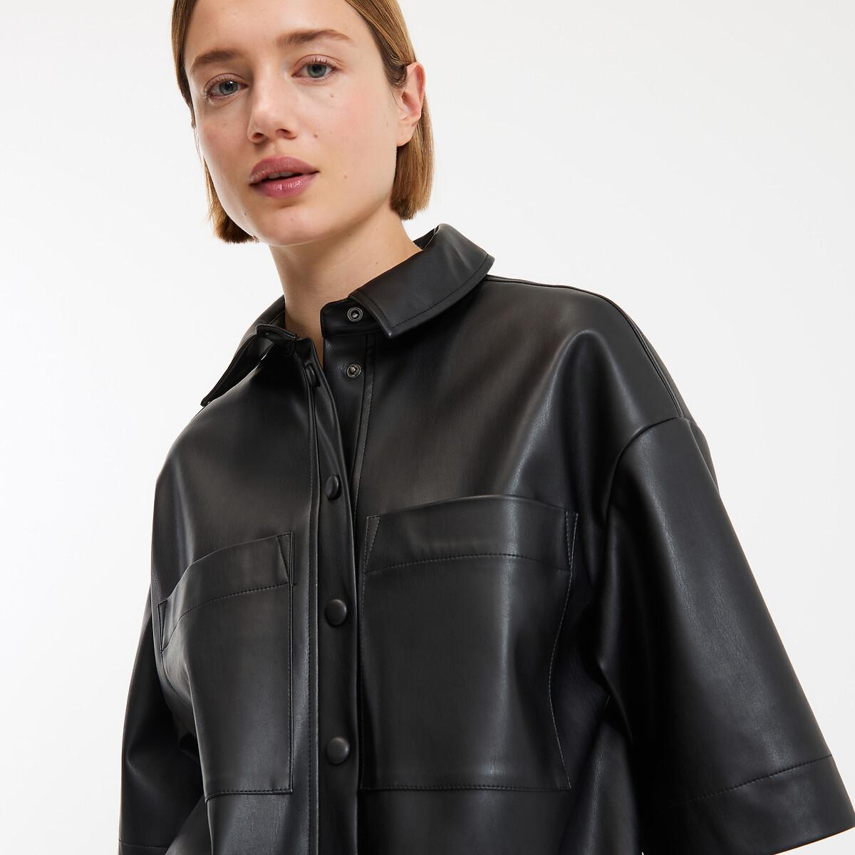 La Redoute Collections Abito Camicia Corto Ampio in Similpelle  