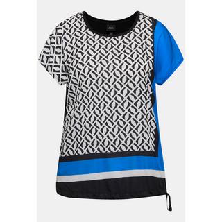 Ulla Popken  Blusenshirt, Patchlook, Satinfront, Rundhals, Halbarm 