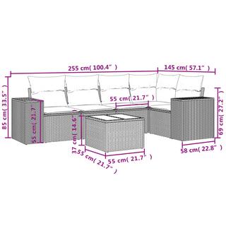 VidaXL Ensemble de canapés de jardin rotin synthétique  