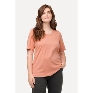 Ulla Popken  T-shirt, PURE, col en V, manches mi-hauteur, coton bio 