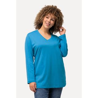 Ulla Popken  T-shirt coupe Relaxed Fit, col en V et manches longues 