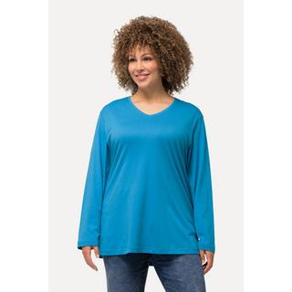 Ulla Popken  T-shirt coupe Relaxed Fit, col en V et manches longues 