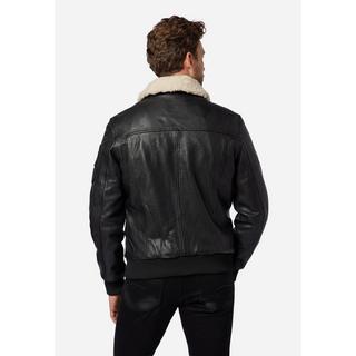 RICANO  Veste en cuir pour hommes M-Bomber - Blouson aviateur avec col en peau de mouton 