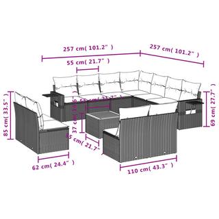 VidaXL Ensemble de canapés de jardin rotin synthétique  