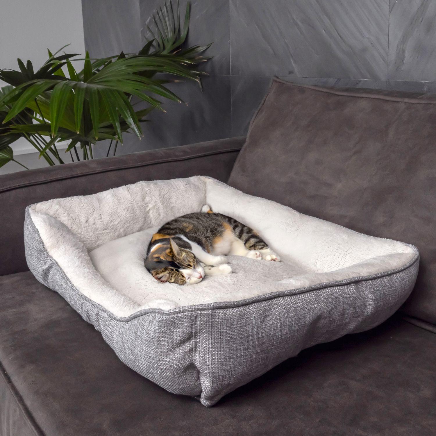 Intirilife  Lit pour animaux de compagnie en peluche moelleux 