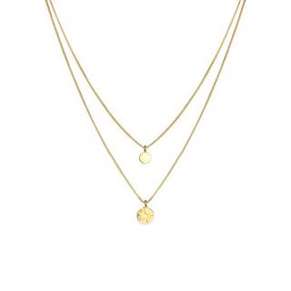 Elli  Halskette 2-Lagig Layer Coin Plättchen Struktur 