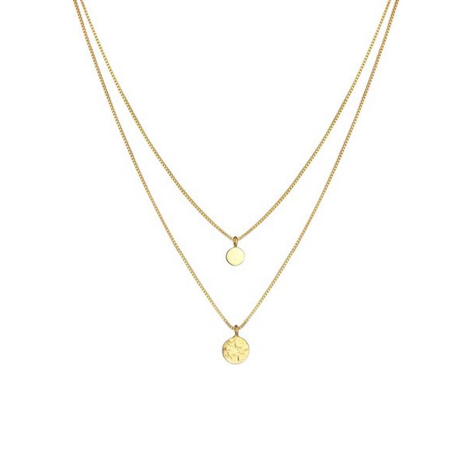 Elli  Halskette 2-Lagig Layer Coin Plättchen Struktur 