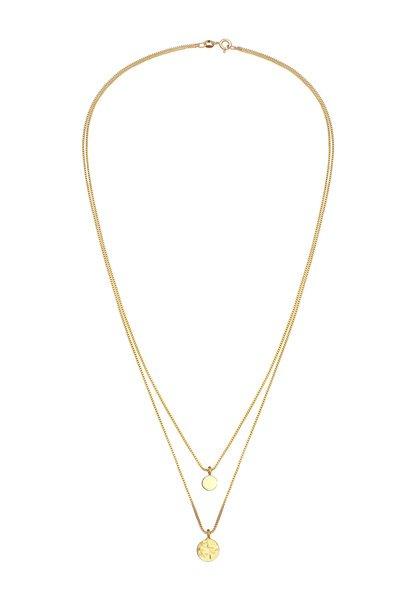 Elli  Halskette 2-Lagig Layer Coin Plättchen Struktur 