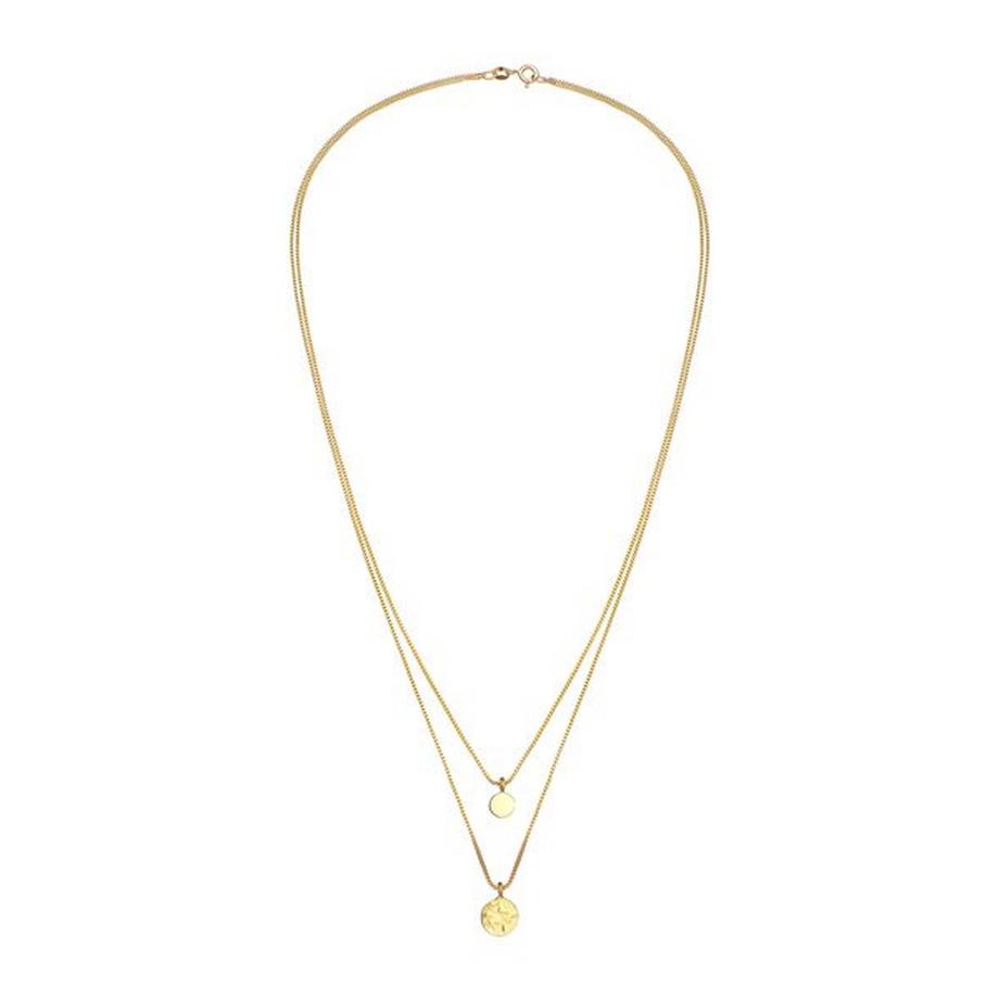 Elli  Halskette 2-Lagig Layer Coin Plättchen Struktur 