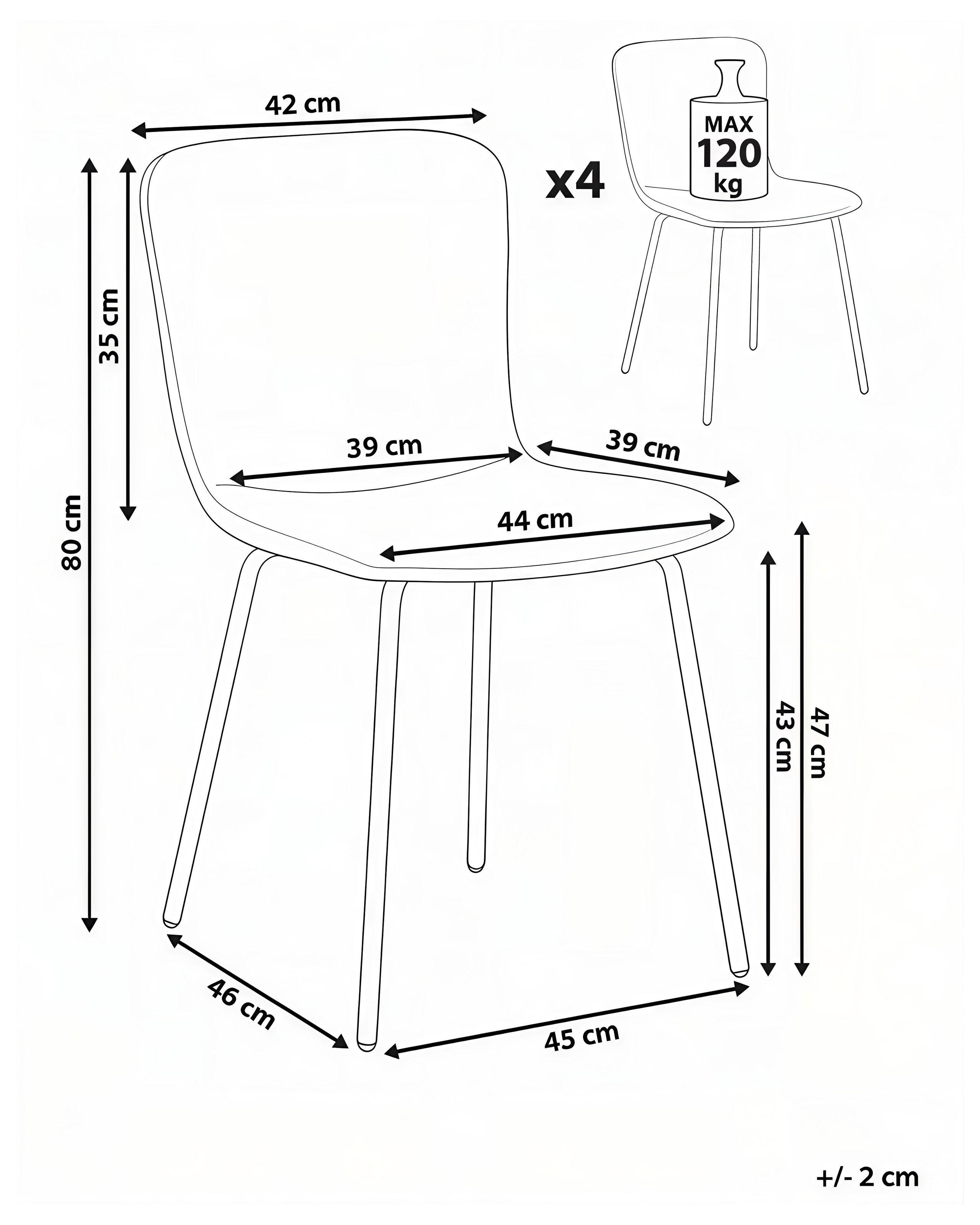 Beliani Esszimmerstuhl 4er Set aus Stoff Minimalistisch CALDWELL  