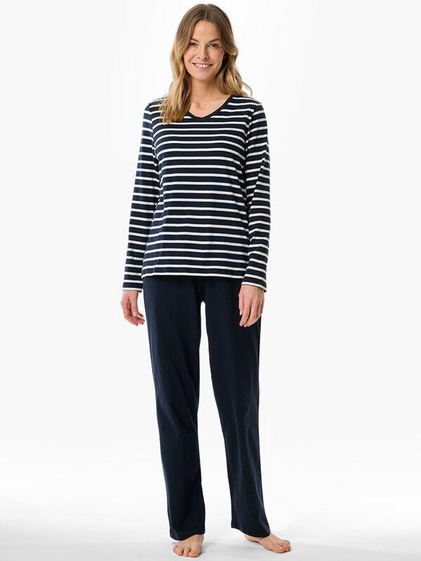 Schiesser Gestreifter Langarm Pyjama  