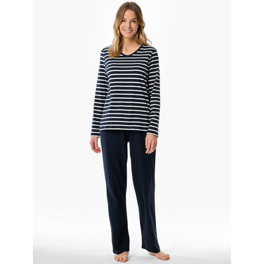 Schiesser Pigiama a Maniche Lunghe a Righe  