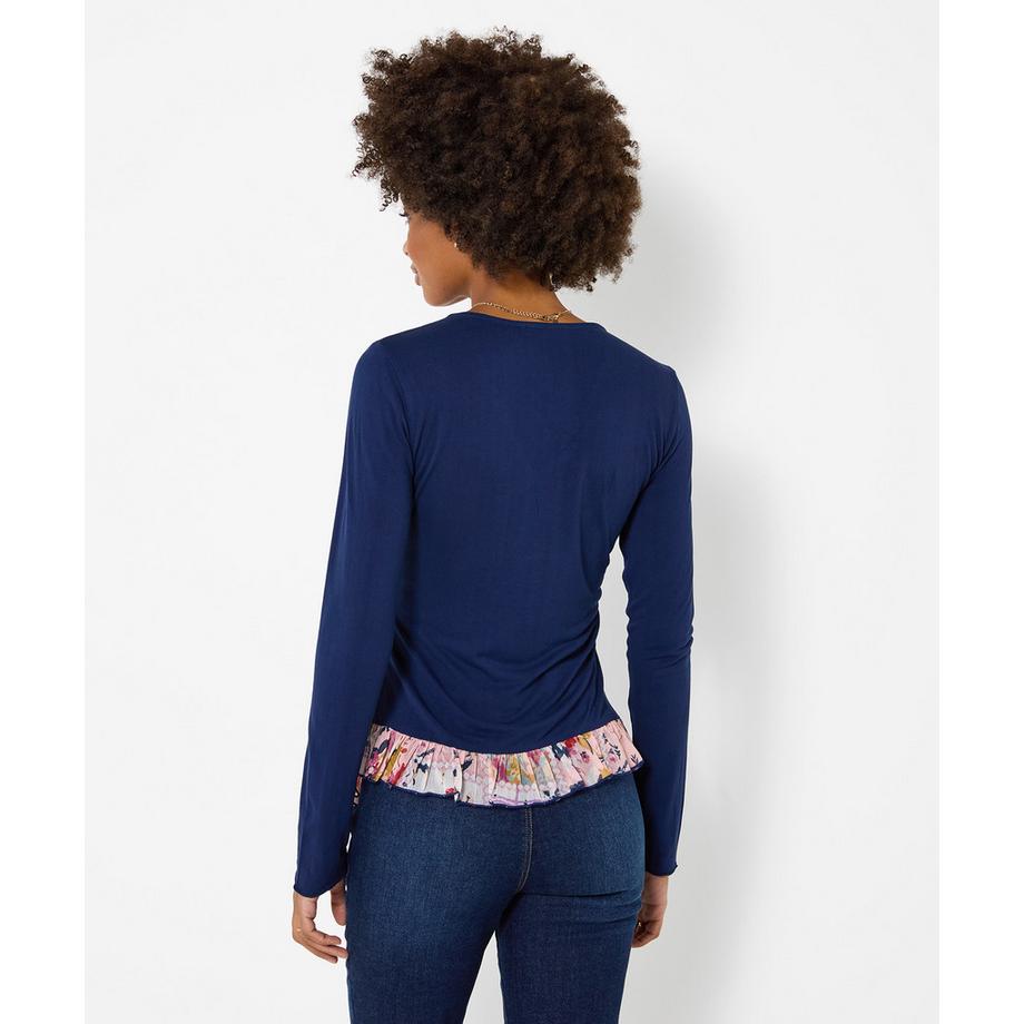 Joe Browns Chloe Henley-Shirt mit V-Ausschnitt und geblümtem Besatz  